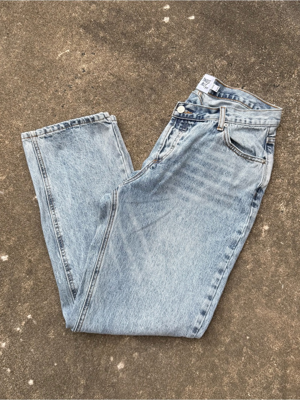 Princess Polly Holly Asymmetric Straight Leg Jean Light Wash Denim